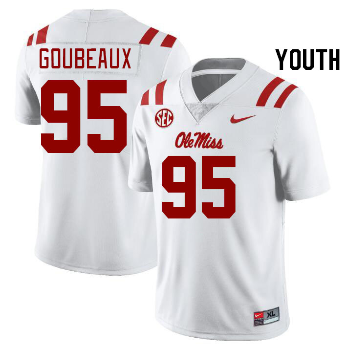 Youth #95 Ben Goubeaux Ole Miss Rebels College Football Jerseys Stitched Sale-White